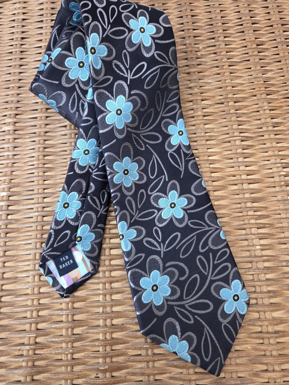 Ted Baker | Tie with Teal Blue Floral Motif